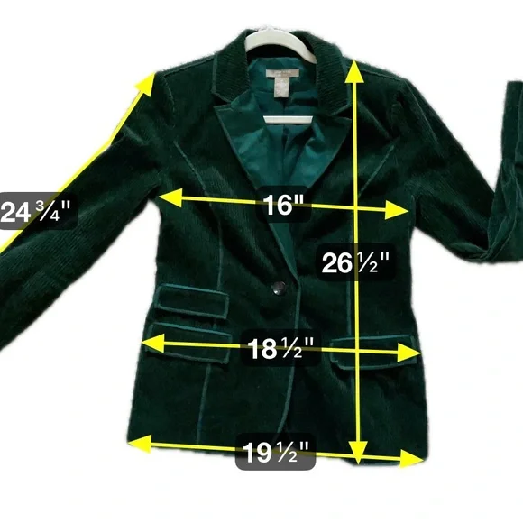 Joan Vass Teal Green Corduroy Blazer Tailored Jacket Quiet Luxury Chic Size 10 - Picture 6 of 8